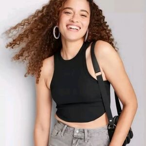 2 Pack- Black Fitted Sleeveless Crop Top